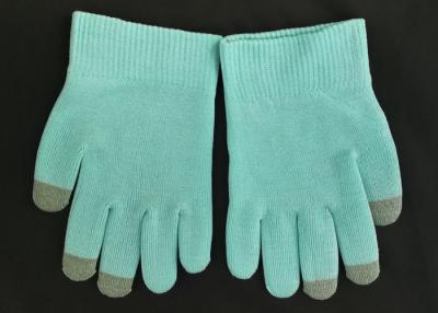 China Manos de ablandamiento altamente eficaces cosméticas de los guantes del color del algodón azul del BALNEARIO en venta