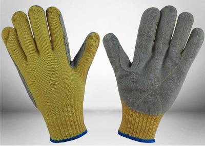 China Cow Split Leather Cut Resistant Gloves 7 Gauge Aramid Knitted Fully Protective for sale