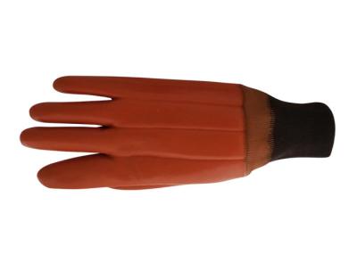 China Foam Insulated Liner PVC Coated Gloves Orange Maximum Protection From Acids for sale