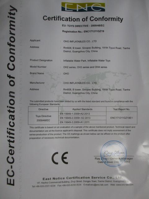 CE - Guangzhou OHO Inflatables Co., Ltd.