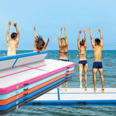 China Ready To Ship 4M Inflatable Air Track Tumbling Mat Cheerleader Gymnastics Air Floor Matte KC Pump for Home Fitness for sale