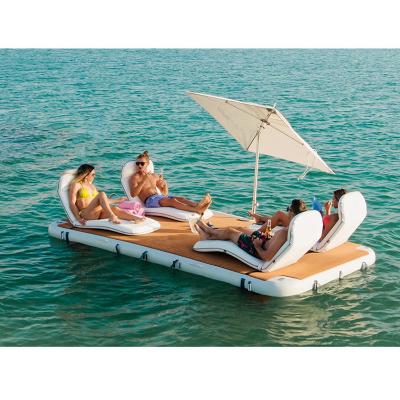 China Swimming Water Island Inflatable Floating Platform Jet Ski Dock Mat DWF Material for sale