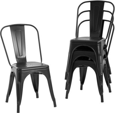 China 34.4 Inch Height Stackable Metal Restaurant Chairs Metal Kitchen Chair Support 300Ibs for sale