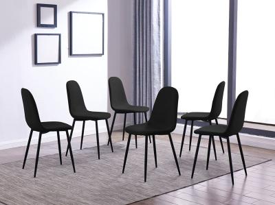 China Upholstered Cover Contracted Kitchen Dining Chair Modern Black Metal Dining Chairs for sale
