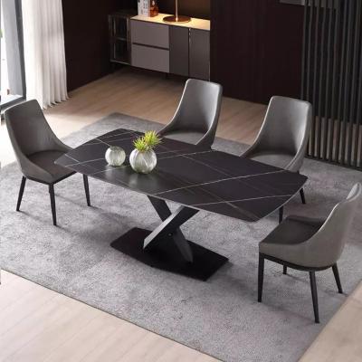 China Contracted Style Black Metal Legs Dining Chairs Without Armrest Fade Resistance for sale