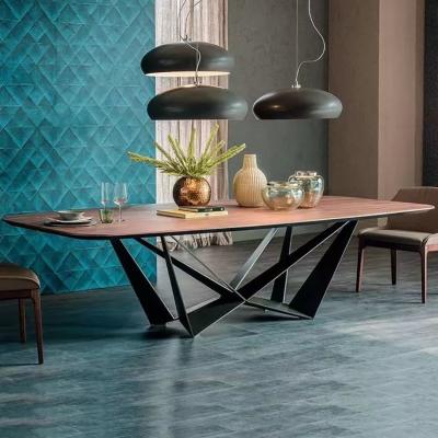 China European Design Rectangular Metal Dining Table Set Dirt Resistance for sale
