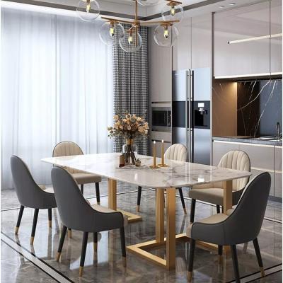 China High Hardness Italian Marble Top Dining Set Rectangle Dining Table And Chairs for sale