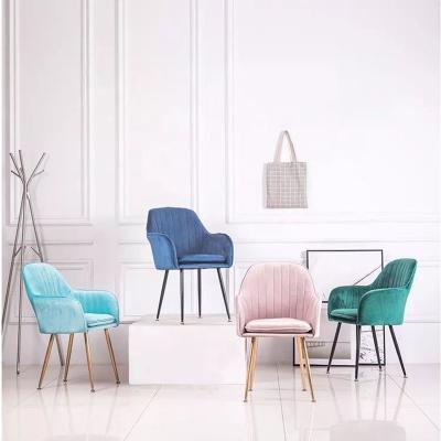 China D52cm Modern Metal Dining Chairs Soft Mat Velvet Seat With Gold Plated Leg for sale