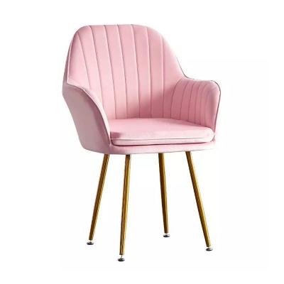 China Antirust Pink Stainless Steel Frame Chairs 47cm Width Simple Dining Room Chairs for sale