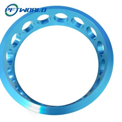 China Porous Aluminum Parts; Sky Blue Anodizing; Circular; CNC Machining;  Bright Surface for sale