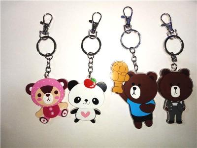 China Popular Mini 3D soft PVC/Magic silicone LED Bear Key chain/ Key Ring for sale