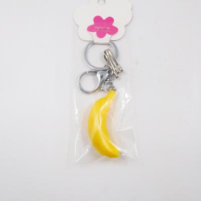 China Promotion Plastic Simulate Fruit Flashing Yellow Banana LED Keychain Light Key Rings for sale