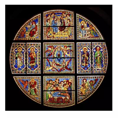 China Vidro feito sob encomenda da igreja da mancha do teste padrão dos preços baixos arquitetónicos de Art Window Panels Decorative Glass do vitral à venda