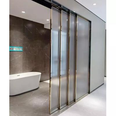 China Sistema de porta deslizante de vidro sem moldura interior Fechamento suave Sala de reuniões Office Mall Divisória de vidro sem moldura à venda