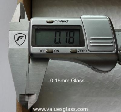 China superfície plana de vidro ultra fina de 0.18mm com desempenho ótico excelente à venda