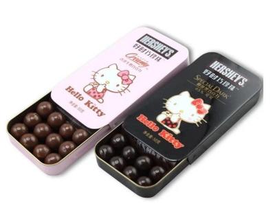 China Food Grade Slide Small Tin Containers Push And Pull Metal Box Chocolate Tin Box 4 Color Printing for sale
