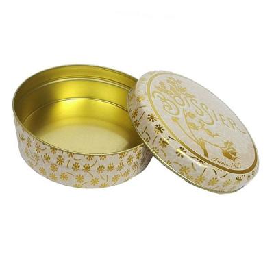 China 0.23mm Gold Tin Round Tin Box Small Metal Containers with Lids Tin Packaging à venda