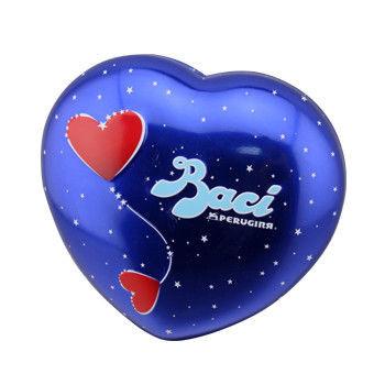 China Chocolate Tin Can Heart Shaped Tin Box Blue Tin Food Containers for sale