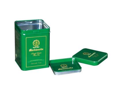 China Empty Tea Tins Wholesale Tea Tin Storage Square Tea Tin Box with Green Color Printed for sale