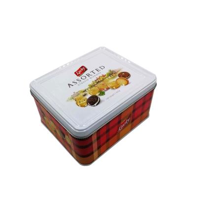 China Large Cookie Tins with Lids Wholesale Tin Cookie Boxes Custom Rectangular Tin Cans for sale
