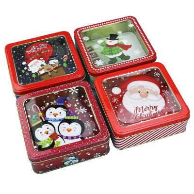 China Wholesale Popcorn Tins Square Tin Box with PVC Window Printed Holiday Boston Tins for sale