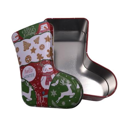 China Christmas Stocking Tins Gift Box Atlantic Tins Large Tin Food Storage Containers with Lids for sale