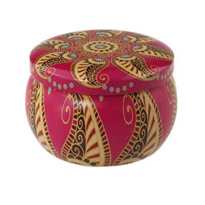 China Empty Decorative Candle Tins Michaels Round Antique Tin Candle Box Spice Tins for sale
