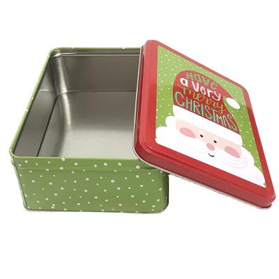 China Rectangular Cookies Tin Box Printed Tin Food Containers Vintage Holiday Gift Tins for sale