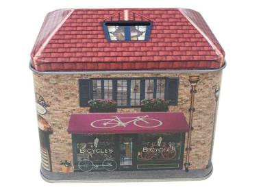 China House Shaped Gift Printed Tin Containers for sale