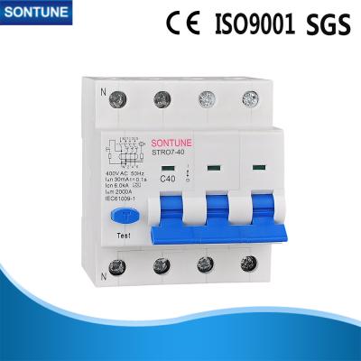 China C40 White 4 Pole RCBO , IP20 Residual Current Breaker With Overload Protection  for sale