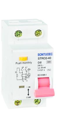 China STRO2-40 1P+N 36mm width RCBO Earth Leakage Circuit Breaker 4.5KA IP20 Protection for sale