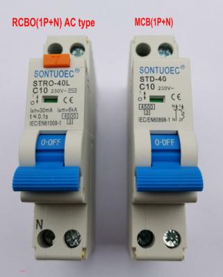 China 40A 18MM 6KA RCBO Circuit Breaker With Overcurrent Protection for sale