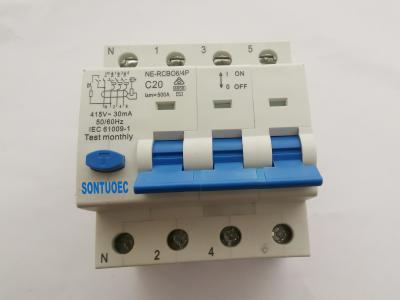 China 4P RCBO Overcurrent Protection Circuit Breaker Electronic Type for sale