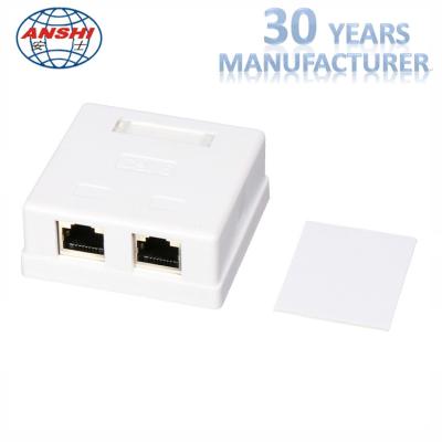 China CAT6 / CAT5e STP Surface Mount Box 2 Port For RJ45 Module Fully Testerd for sale
