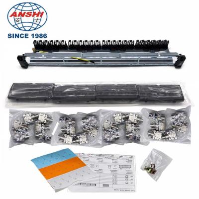 China 19 Inch 1u Rack Mount Shielded Patch Panel 24 Ports Loaded Cat6a Stp With 24 Pieces Jack for sale