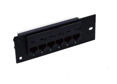 China Black Color 6 Port Patch Panel Cat6 , 110 IDC UTP Patch Panel 1U For Cabling for sale