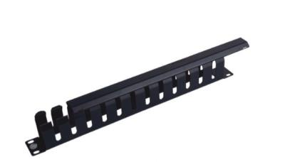 China 12 Ports 1U Horizontal Cable Manager Black 19 Rack Cable Management  With Cover for sale