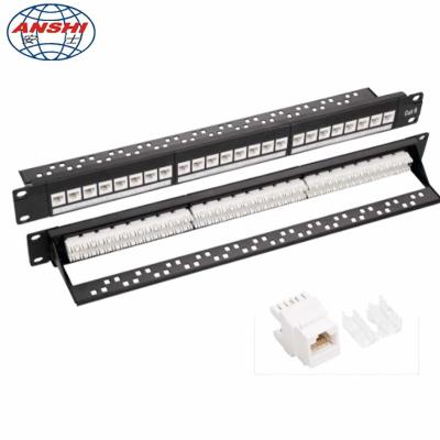 China CAN OEM 1U 19'' Inch 24 Port CAT6 UTP Rack Mount Patch Panel with RJ45 Keystone Jack for sale
