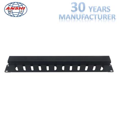 China Black Horizontal Cable Management 1u Rack Mount 19 Inch With 12 Ports for sale