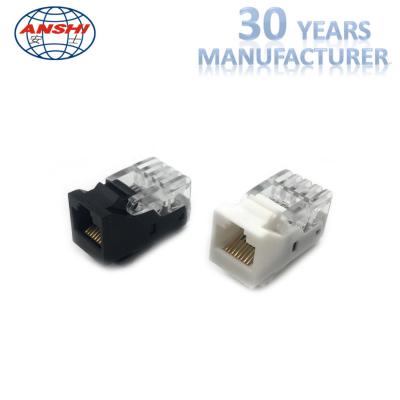 China Ivory Cat5e RJ45 Punch Down Jack / ABS Toolless Keystone Jack Gold Plating for sale