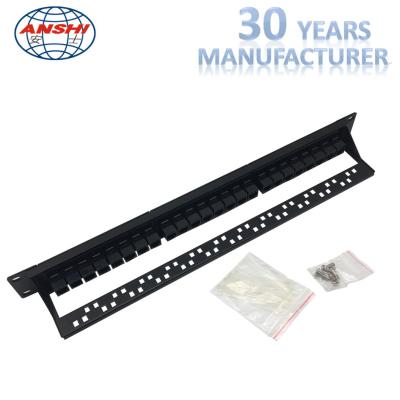 China Double Side Connection Thru Type Black Rack Mount Patch Panel 19inch Unshielded Type With SGS Certificate for sale