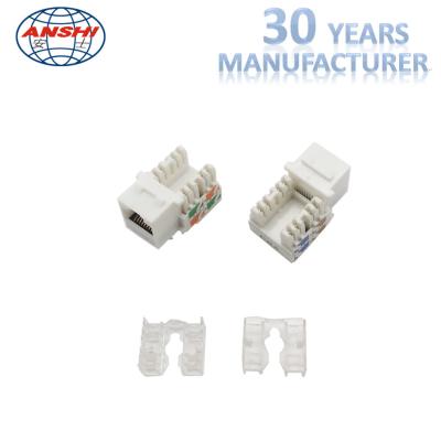 China 100% Pass Fluck Test ANSHI RJ45 CAT6 Keystone Jack 90 Degree UTP Connection With Dust Cover for sale