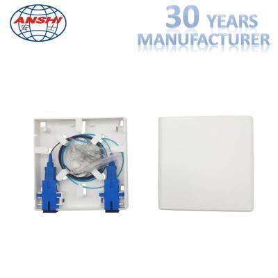 China ANSHI 2 Ports Fiber Face Plate RJ45 And SC FTTH Termination Box ABS Material for sale