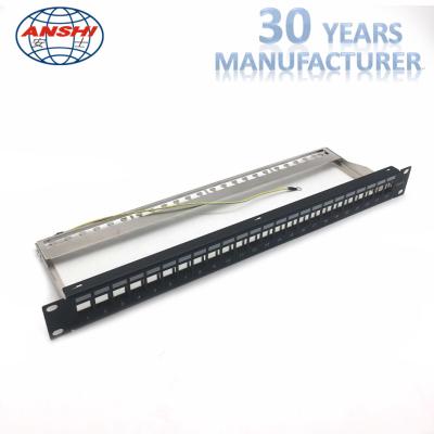 China Unloaded Blank Rack Mount Patch Panel STP Shielded Network Patch Panel Modular Type for sale