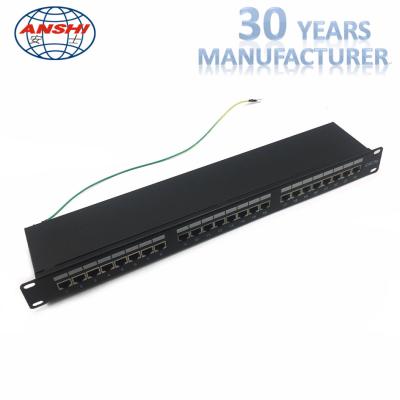 China CAT6 STP Shielded Patch Panel 1U 19 Inch 24 Port IDC PCB Type For Networking for sale