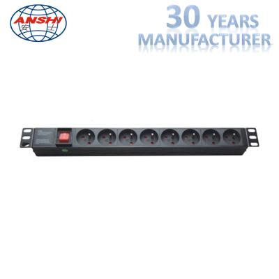 China France Type Rack Mount Patch Panel PDU Sockets 8 Ways With Master Switch for sale