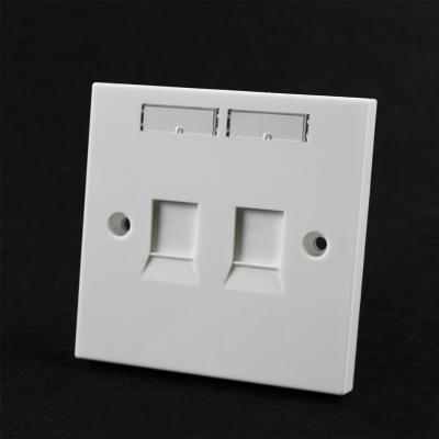 China White Color RJ45 2 Port SGS Network Cable Faceplate for sale