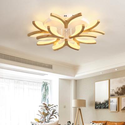 China Nordic Log LED Ceiling Lamp Creative Personality Bedroom Book Room Simple Modern Solid Wood ceiling lights(WH-WA-45) for sale