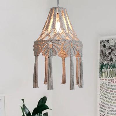 China Bohemian Chandelier Hand Woven Lampshade Long Tassel Retro Decorative knitting lamp(WH-VP-216) for sale