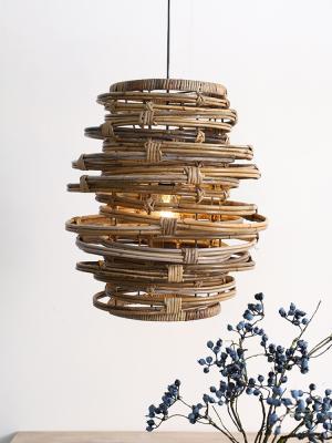 China Vintage Spiral Rattan Pendant Lights Nordic Retro Bamboo Hanging Lamp(WH-WP-75) for sale
